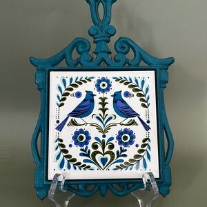 Vintage Chadwicks Ceramic Tile with Black and Gold Maker's Label